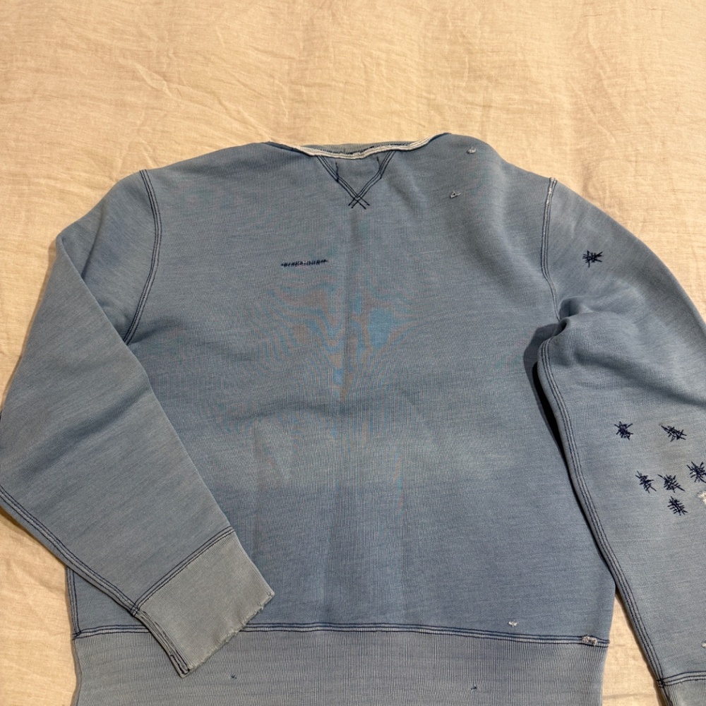 RRL Sweatshirt (*one of a kind*); Faded Indigo Blue; Medium - Picture 10 of 16